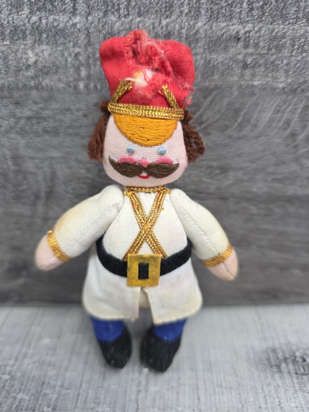 Vintage Plush Nutcracker Christmas Ornament TLC READ g44a